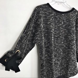 NWT CHARTER CLUB Sweater, Marled Black and White, S
